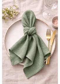 Serviette Gaze de coton Vert Sauge
